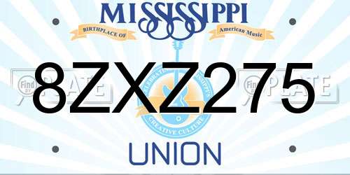 8ZXZ275 Mississippi License Plate