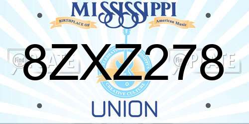 8ZXZ278 Mississippi License Plate