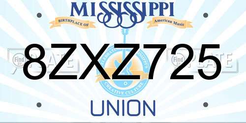 8ZXZ725 Mississippi License Plate