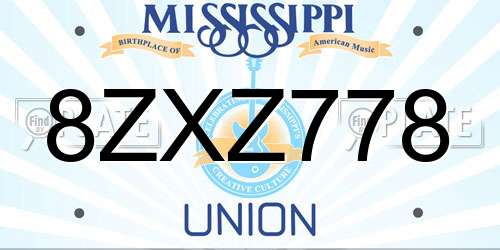 8ZXZ778 Mississippi License Plate