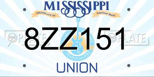 8ZZ151 Mississippi License Plate