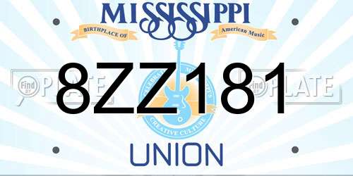 8ZZ181 Mississippi License Plate
