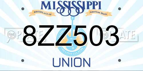 8ZZ503 Mississippi License Plate