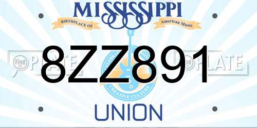 8ZZ891 Mississippi License Plate