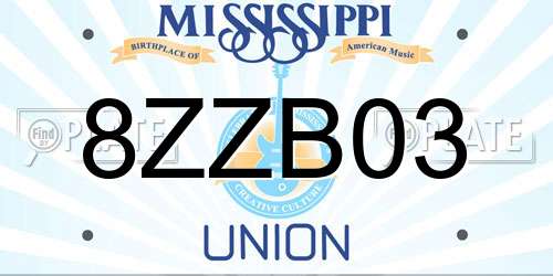 8ZZB03 Mississippi License Plate