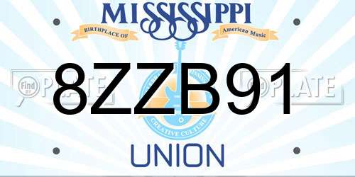 8ZZB91 Mississippi License Plate