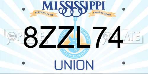 8ZZL74 Mississippi License Plate