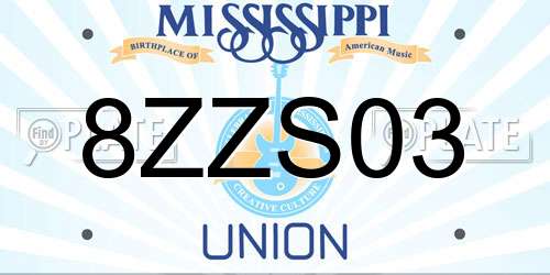 8ZZS03 Mississippi License Plate