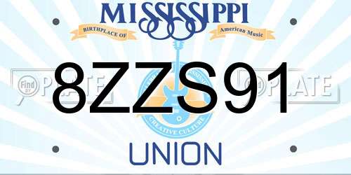 8ZZS91 Mississippi License Plate