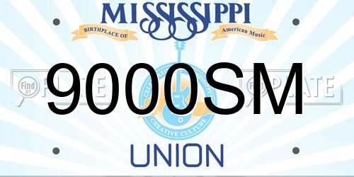 9000SM Mississippi License Plate