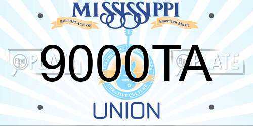 9000TA Mississippi License Plate