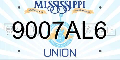 9007AL6 Mississippi License Plate