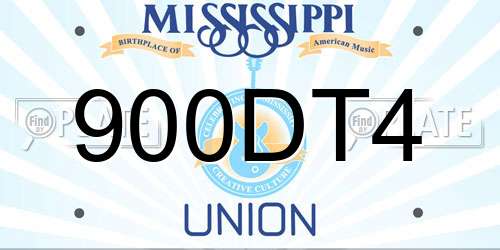 900DT4 Mississippi License Plate