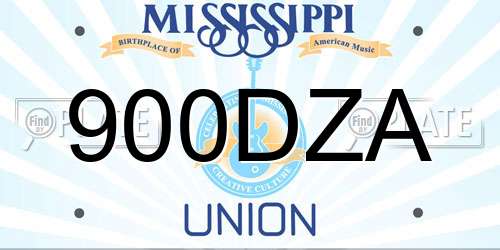 900DZA Mississippi License Plate