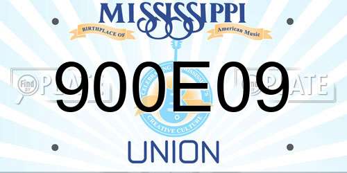 900E09 Mississippi License Plate