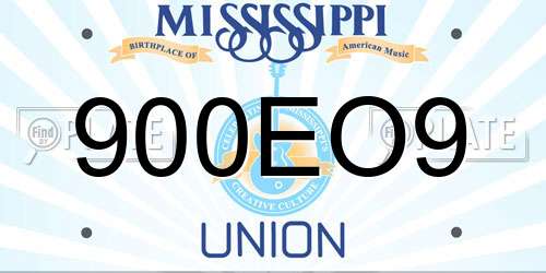 900EO9 Mississippi License Plate