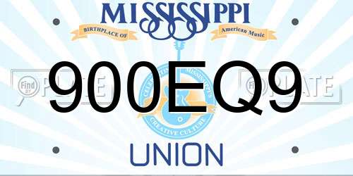 900EQ9 Mississippi License Plate