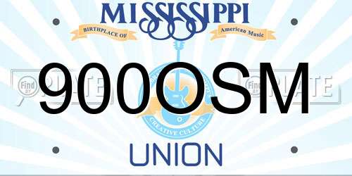 900OSM Mississippi License Plate