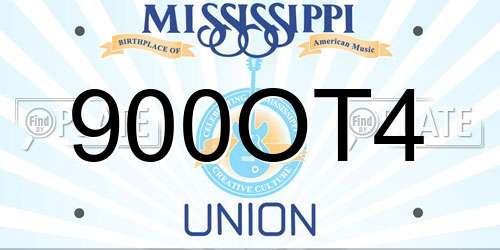 900OT4 Mississippi License Plate