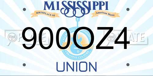 900OZ4 Mississippi License Plate