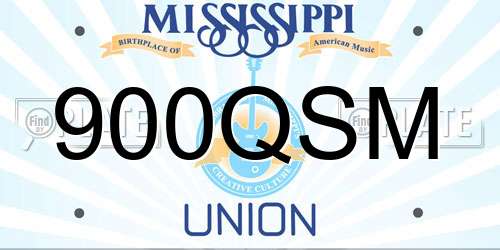 900QSM Mississippi License Plate