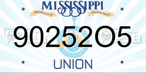 90252O5 Mississippi License Plate