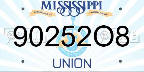 90252O8 Mississippi License Plate