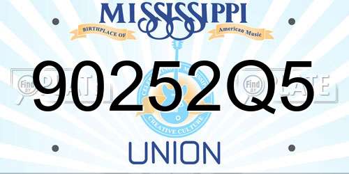 90252Q5 Mississippi License Plate