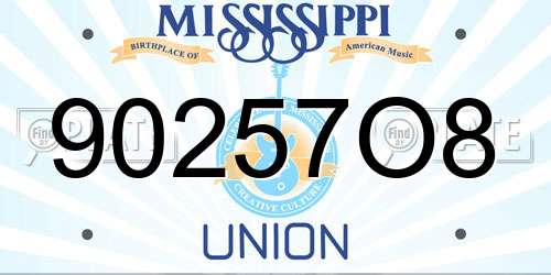 90257O8 Mississippi License Plate