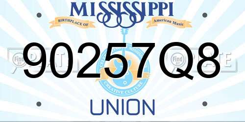 90257Q8 Mississippi License Plate