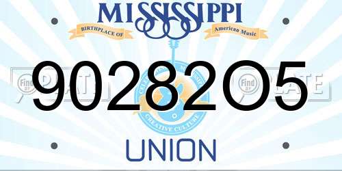 90282O5 Mississippi License Plate