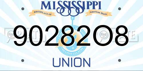 90282O8 Mississippi License Plate