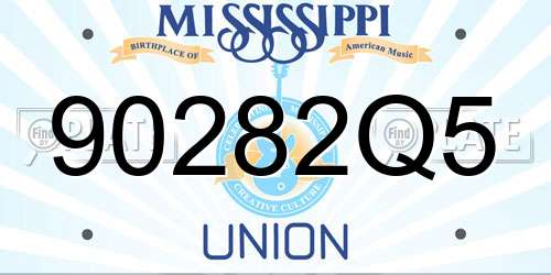 90282Q5 Mississippi License Plate