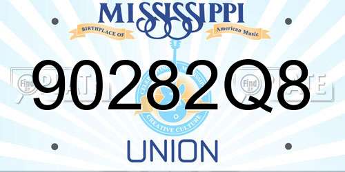 90282Q8 Mississippi License Plate