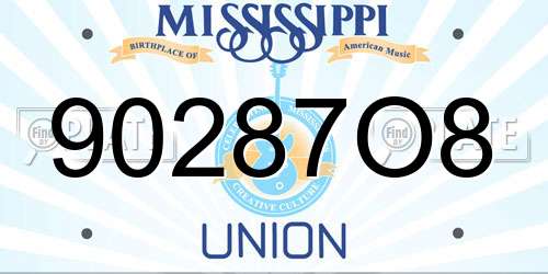 90287O8 Mississippi License Plate