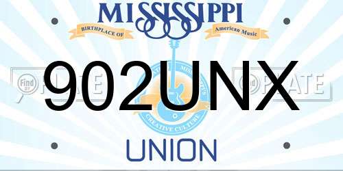 902UNX Mississippi License Plate