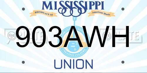 903AWH Mississippi License Plate