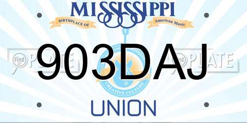 903DAJ Mississippi License Plate