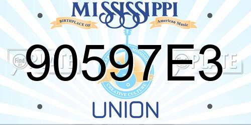 90597E3 Mississippi License Plate
