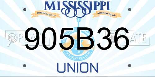 905B36 Mississippi License Plate
