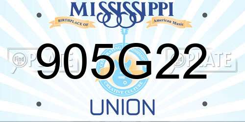 905G22 Mississippi License Plate