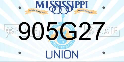 905G27 Mississippi License Plate