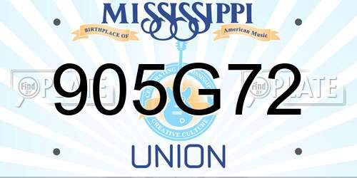 905G72 Mississippi License Plate