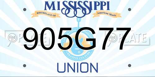 905G77 Mississippi License Plate