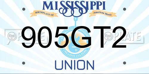 905GT2 Mississippi License Plate
