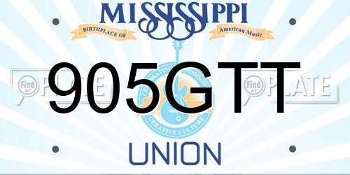 905GTT Mississippi License Plate