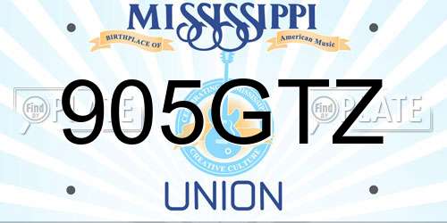 905GTZ Mississippi License Plate