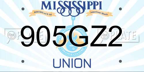 905GZ2 Mississippi License Plate