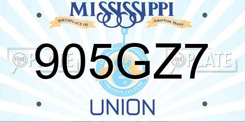 905GZ7 Mississippi License Plate
