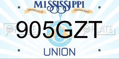 905GZT Mississippi License Plate
